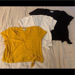 Madewell Knit Wrap Tops Black, Gold, Cream Size L